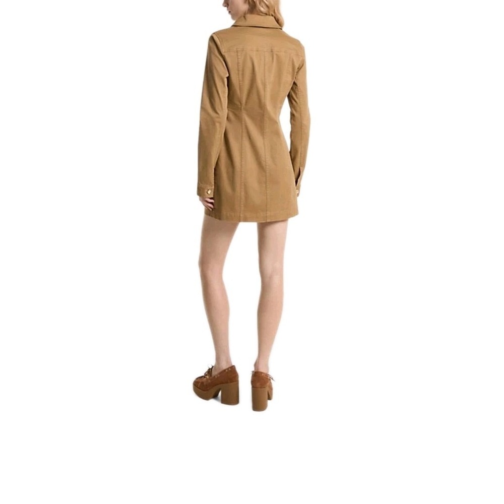Michael Kors Chain Lace-Up Mini Dress In Dark Camel Size 0 - Picture 2 of 15